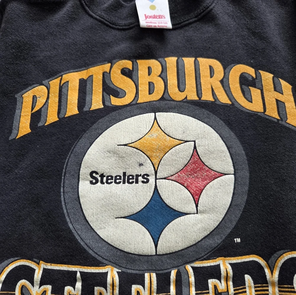 YOUTH‎ Vintage 1993 Pittsburgh Steelers Sweatshirt Black Crewneck M(10-12) USA
